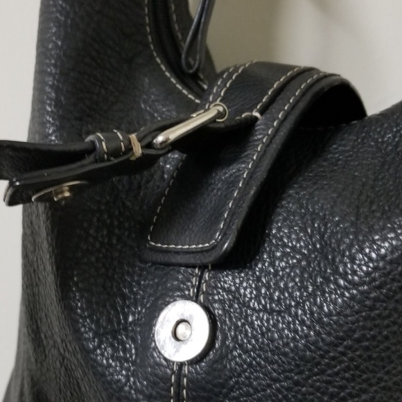 Fossil Classic Leather Black Tote Shoulder Handbag - Picture 3 of 7